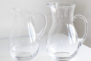 Glass Pitchers  8" and 10"
